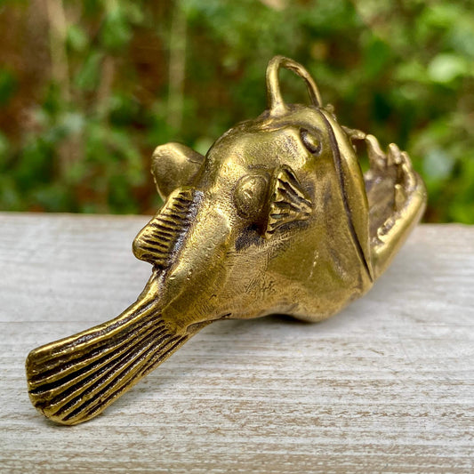 Solid Brass Angler Deep Sea Fish – Symbol of Mystery, Adaptability & Inner Light
