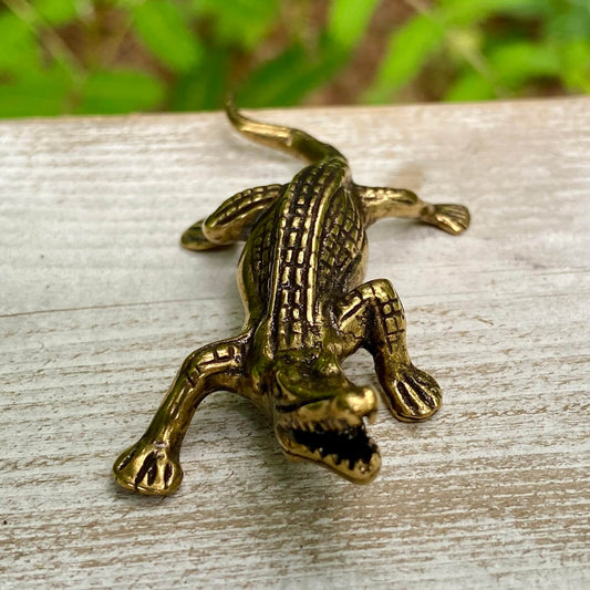 Solid Brass Alligator – Symbol of Primal Power, Patience & Instinct