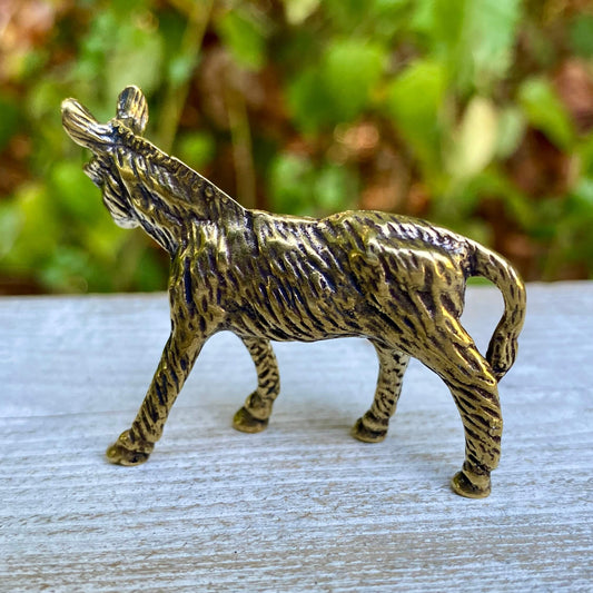 Solid Brass Donkey Figurine – Symbol of Perseverance & Humility