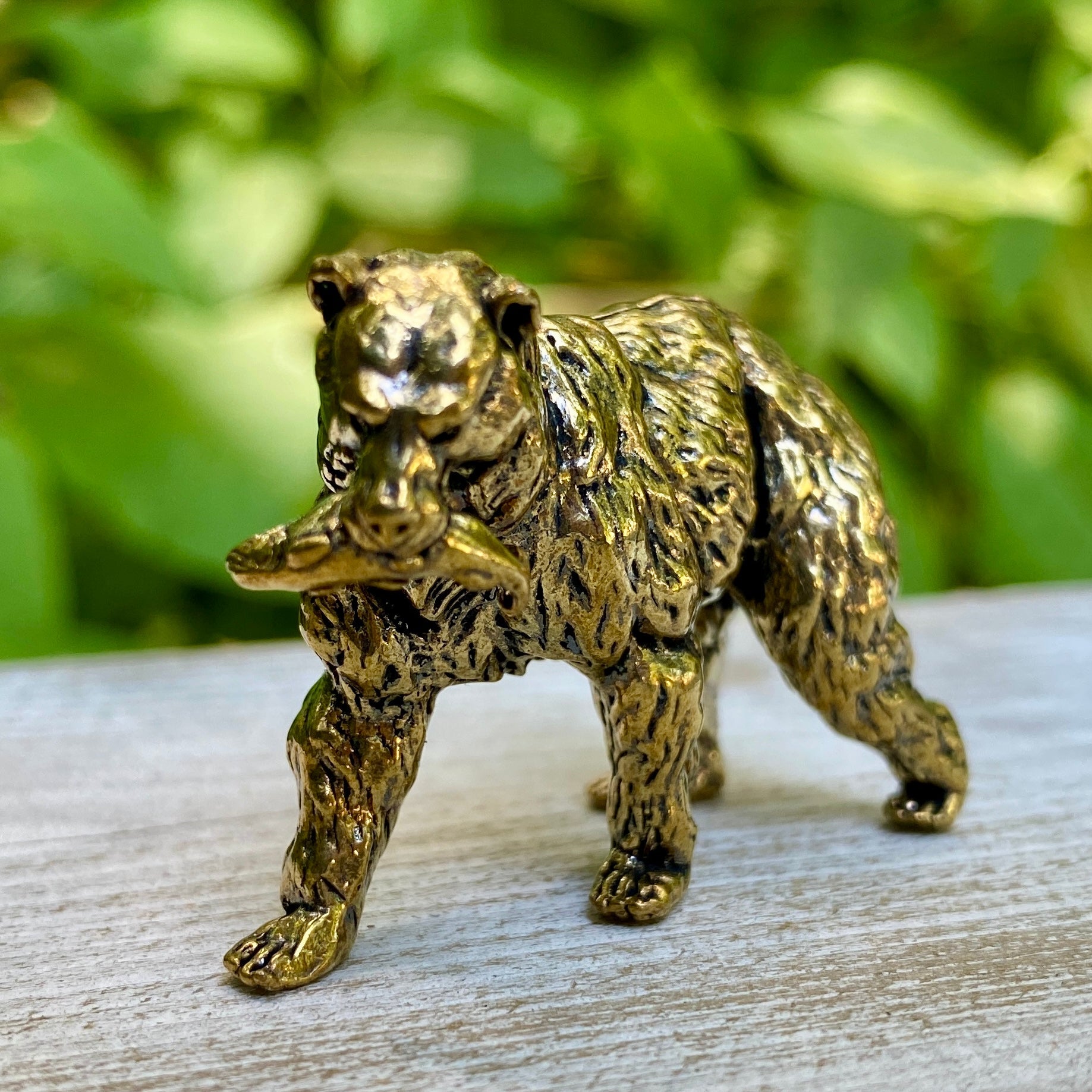 Solid Brass Grizzly Bear - Wild Brass